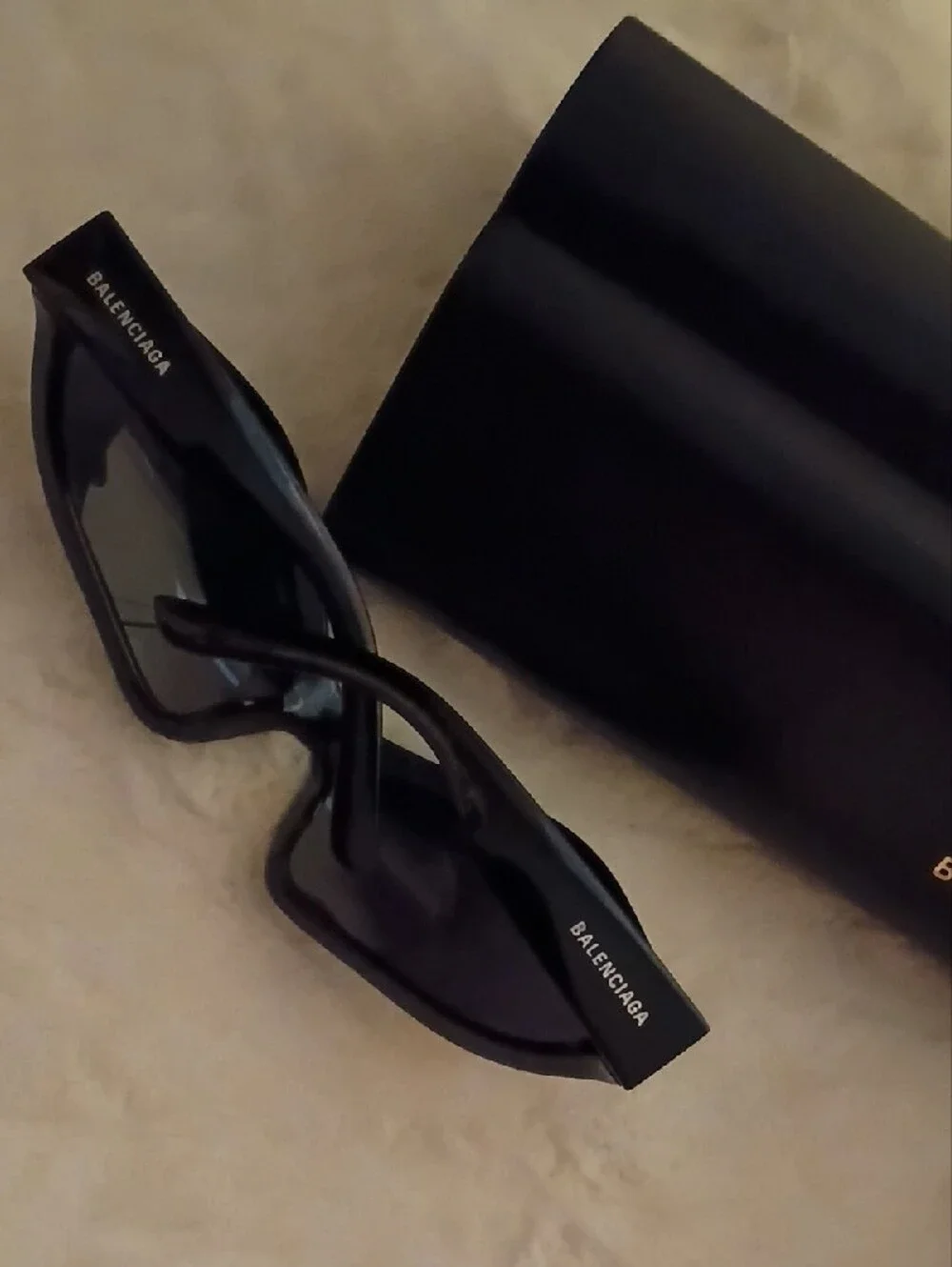 Balenciaga Black Men's Oversized Sunglasses with Branded Case